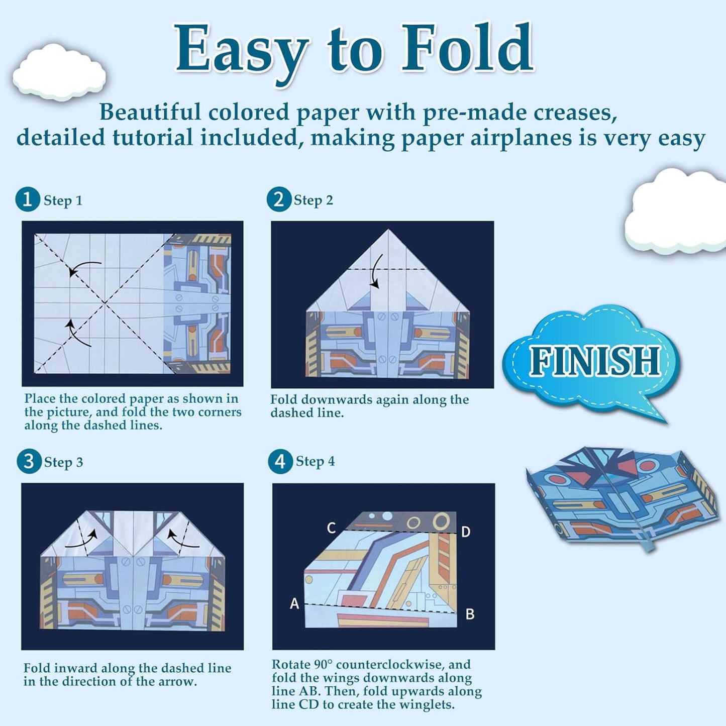 Paper Airplane Kits with 16 Classic Designs, 32 Sheets of Colorful Origami Paper, World Record Paper Planes, Crafts for Boys Ages 6-12+ , Easter Basket Stuffers and Gift for Boys(Digital Manual Only)