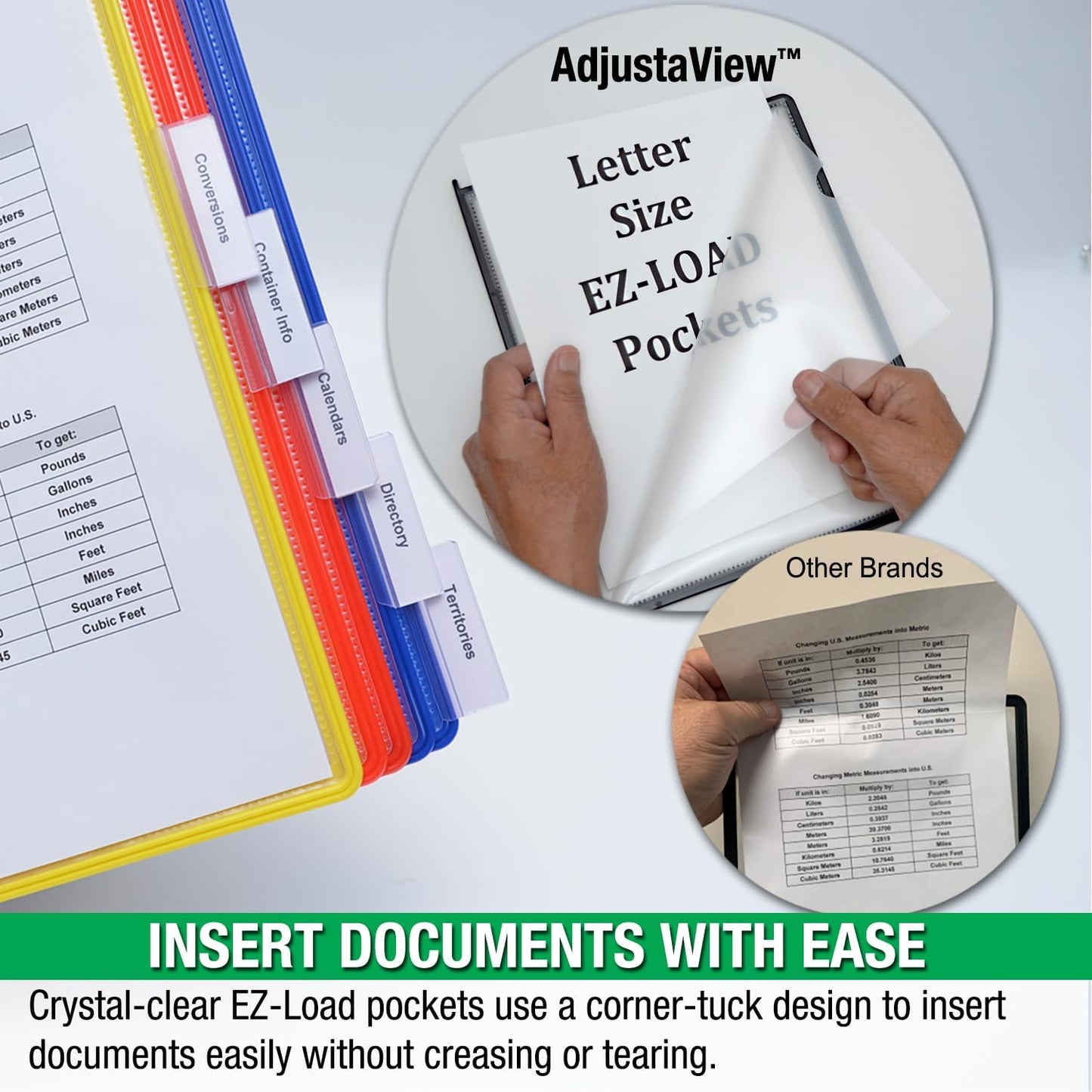 Ultimate Office AdjustaView 10-Pocket Desk Reference Organizer with Supplies Storage Base and EZ-Load Pockets to Hold 20 Sheets of Paper, Includes Fast Find Indexing Tabs (Colored Pockets)