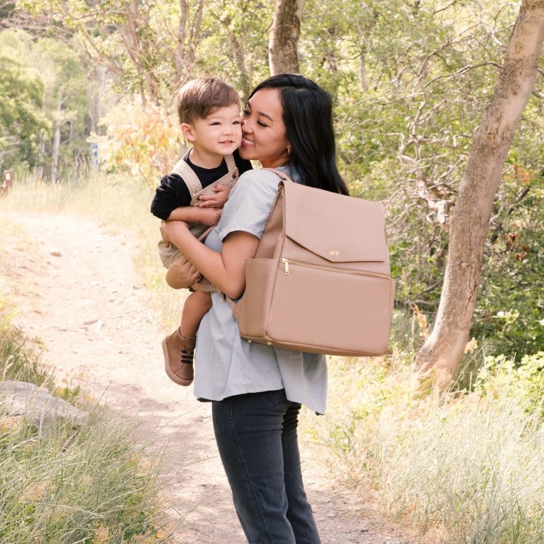 Freshly Picked Classic II Diaper Bag Backpack – Premium Vegan Leather, Large Capacity Baby Bag with Changing Pad, Stylish & Functional for Moms & Dads (Fig)