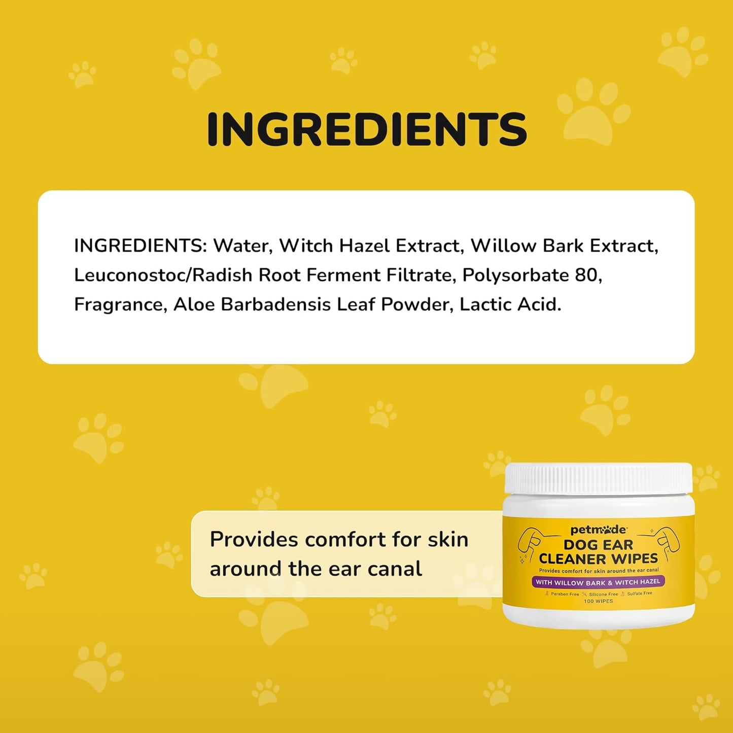 Dog Ear Cleaner Wipes - Cleaning Wipes for Puppies - Dirty, Smelly & Itchy Ears - Non-Irritating Removal of Buildup, Dirt & Wax- with Witch Hazel, Willow Bark, Aloe Vera & More - 100 Count