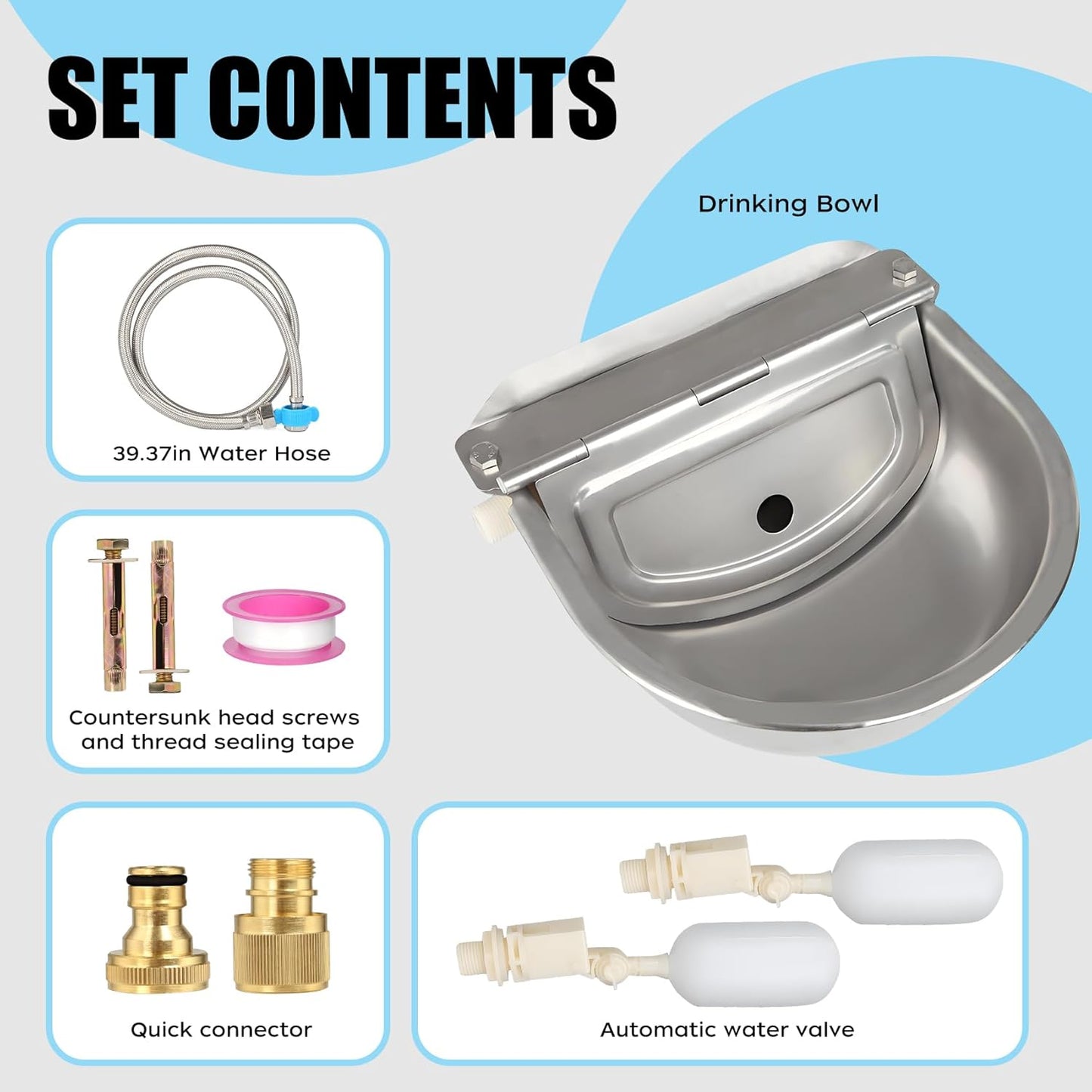304 Stainless Steel Automatic Water Dispenser for Dogs & Livestock - Outdoor Dog Bowl, Horse & Goat Waterer