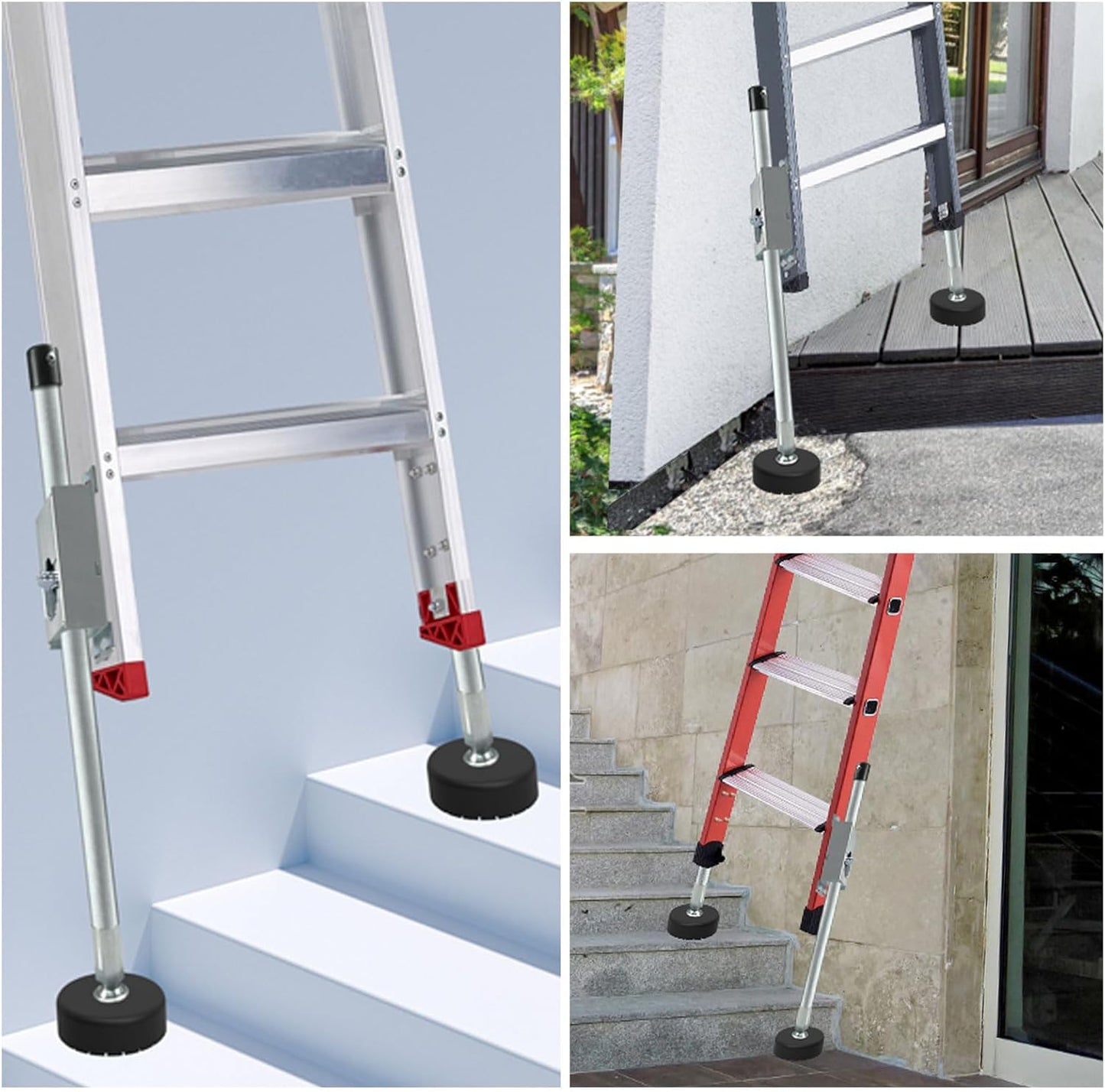 Ladder Leveler Non-Slip Rubber Leg Stabilizer, Adjustable Ladder Leg Level, Maximum Load Capacity 550 lbs, Fits Indoor and Outdoor Stairs and All Surfaces, Fittings 1 Pair (20 Inch)