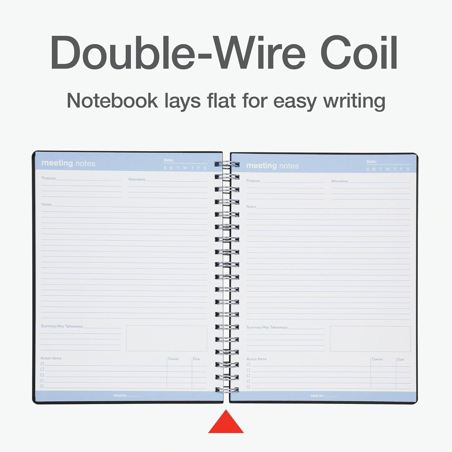 Oxford Meeting Notebook, Undated, Customizable Work Notes, Spiral Bound, Black Cover, Heavyweight 32 lb. White Paper, 7.5" x 10", 160 Pages (63830)