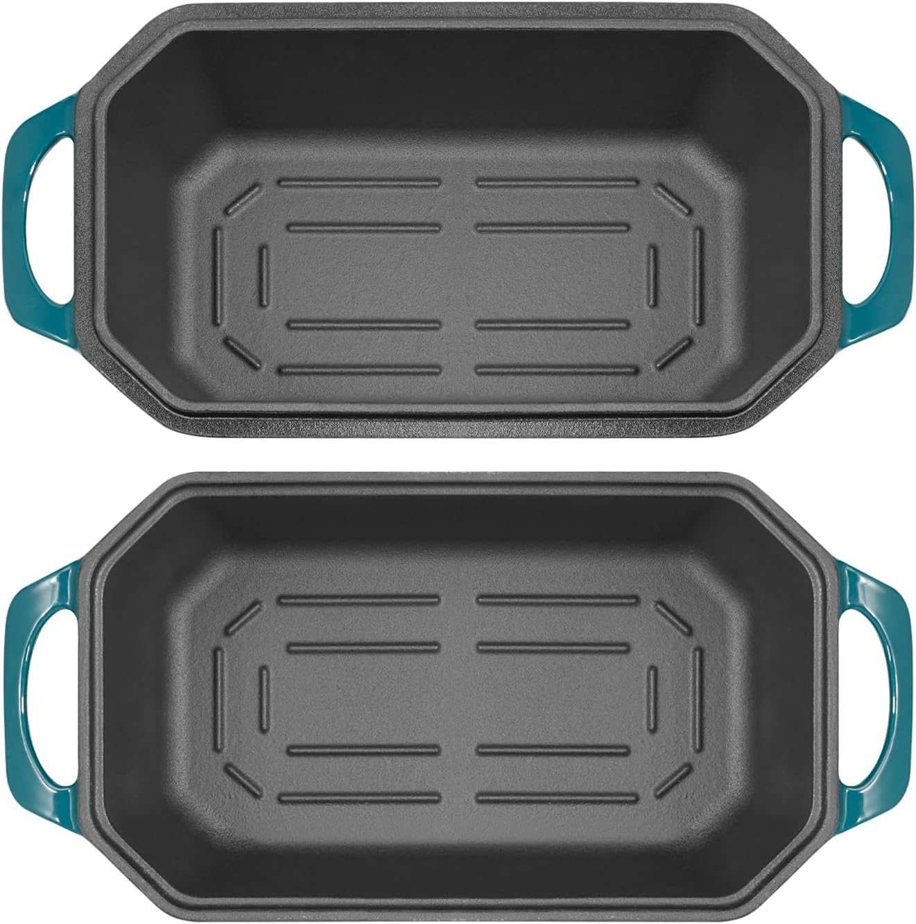 Bread Pan Cast Iron Loaf Pan with Lid Bread Loaf Pan 8.5x4.5 Inch Loaf Pan Enameled Cast Iron Sourdough Loaf Pan, DarkCyan