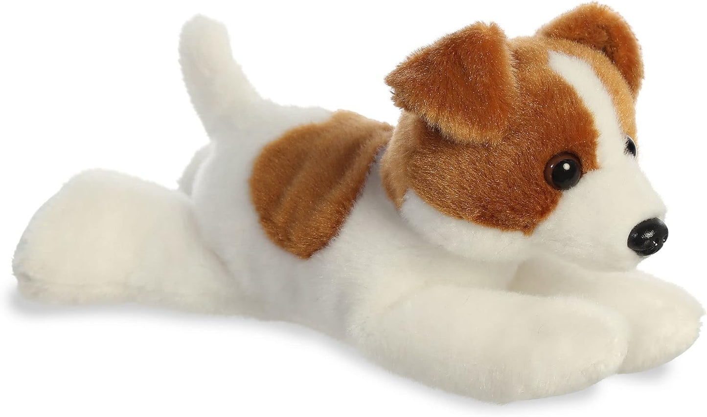 Aurora® Adorable Mini Flopsie™ Jackie Russell™ Stuffed Animal - Mini Companions Ready for Playful Adventures - for Kids All Ages, Toddlers, Adults, and Families - Brown 8.5 Inches