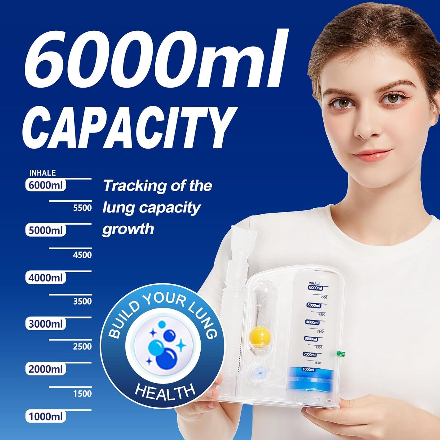 Incentive Spirometer Adult, Breathing Exercise Device for Lungs, Lung Exerciser Device, Breathing Trainer