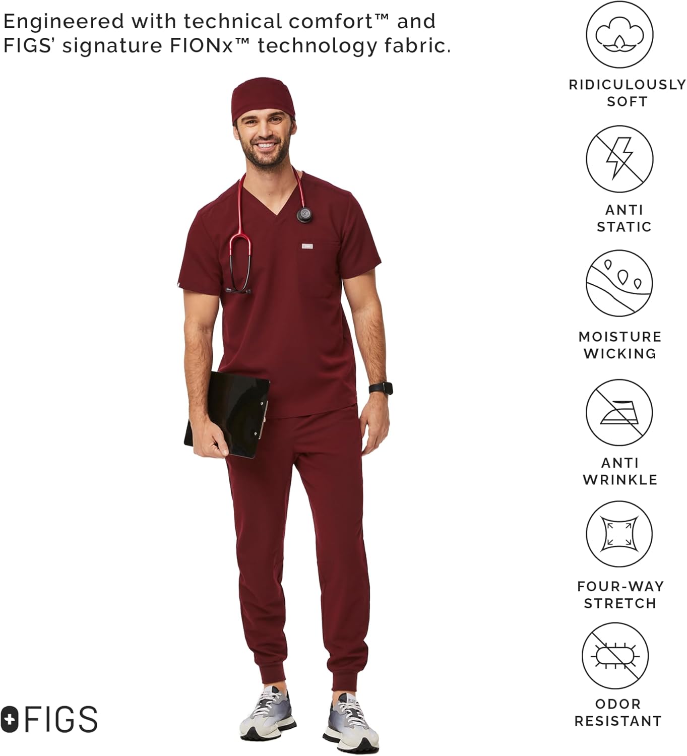 FIGS Modern Classic Unisex Scrub Cap — Supersoft Lining, Lightweight, Breathable, No-Slip