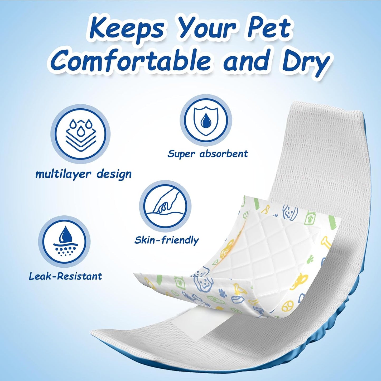 Dog Diaper Liners Booster Pads for Male and Female Dogs, 100ct, Super Absorbent Disposable Belly Band Liners for Male Dogs fit Most Types of Dog Diapers,Wraps(Regular)