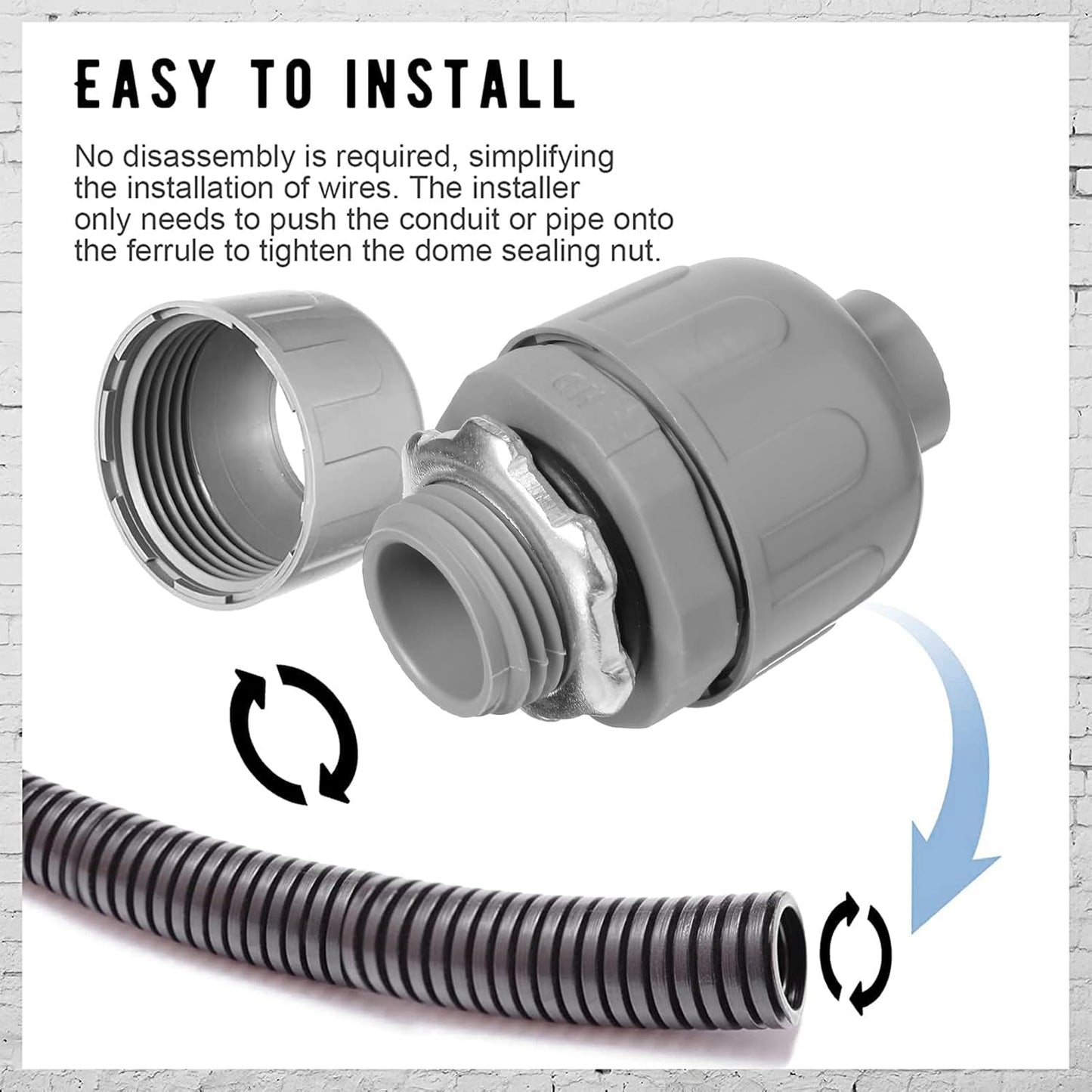 1/2 Inch Liquid Tight Connector PVC Electrical Conduit Fittings Straight 180 Degree Flexible Conduit Connector for Home Kitchen Bathroom Tube Tool Supplies (30 Pcs)