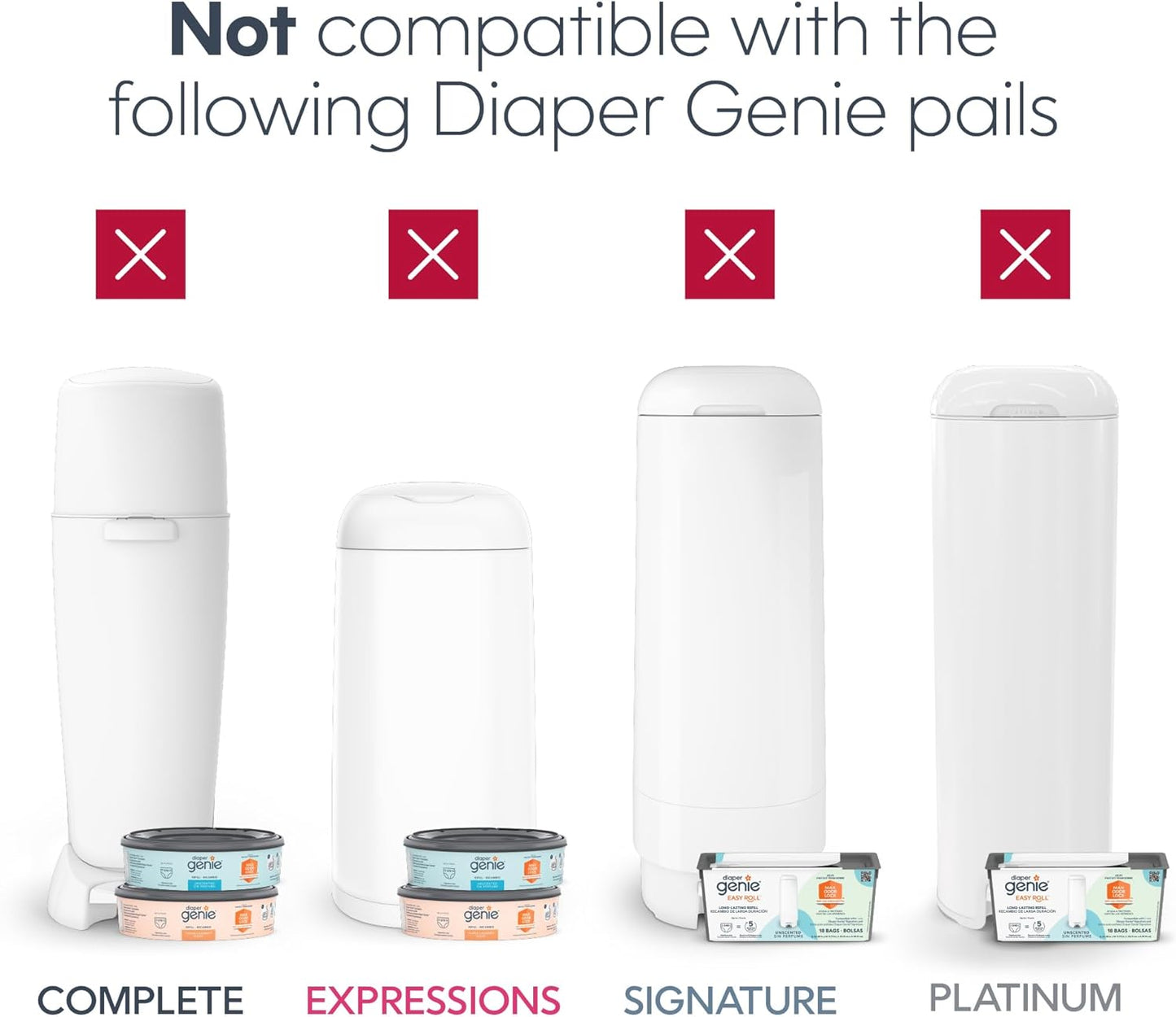Diaper Genie Jumbo Square Refill, with Continuous Film, can Hold up to 810 Newborn-Sized Diapers per Refill.