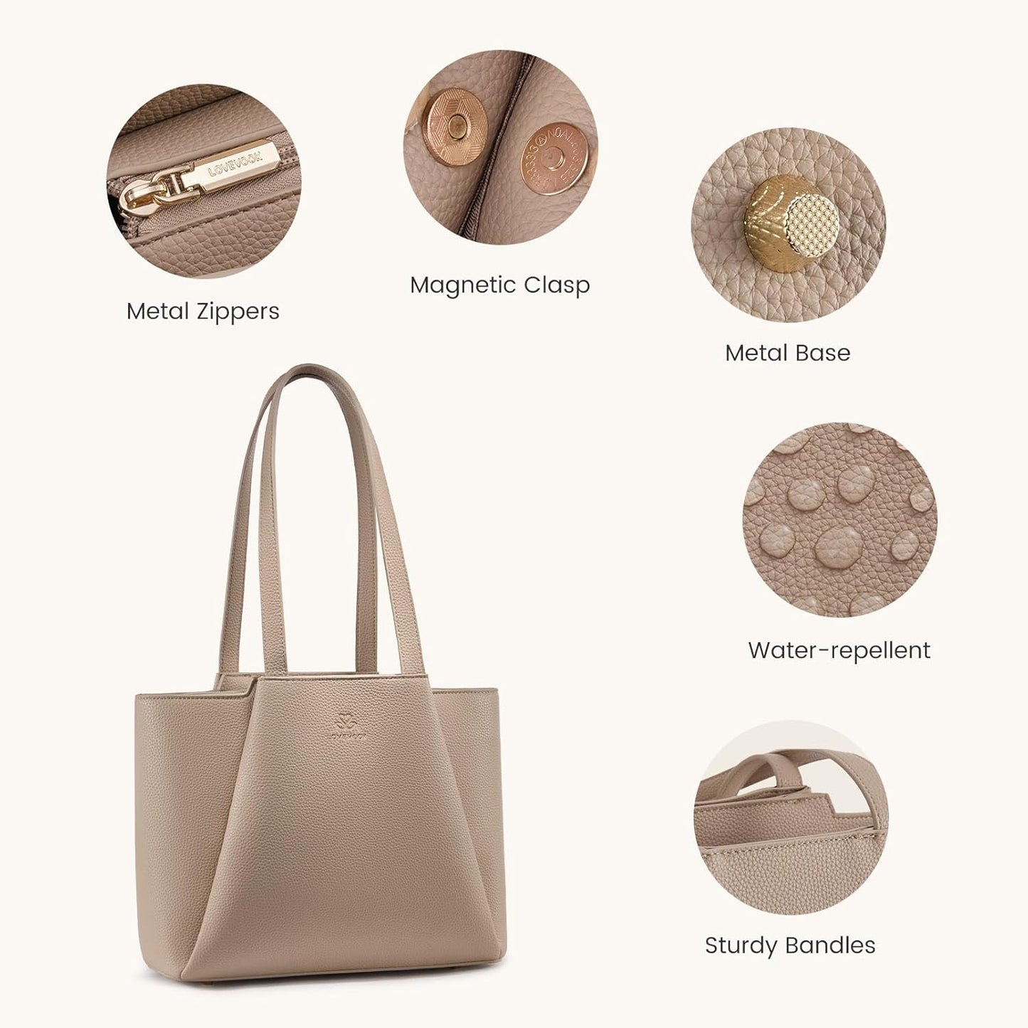LOVEVOOK Shoulder Bag for Women - Vintage-Style Top Handle Shoulder Bag,Faux Leather Small Purse for Women with Zipper