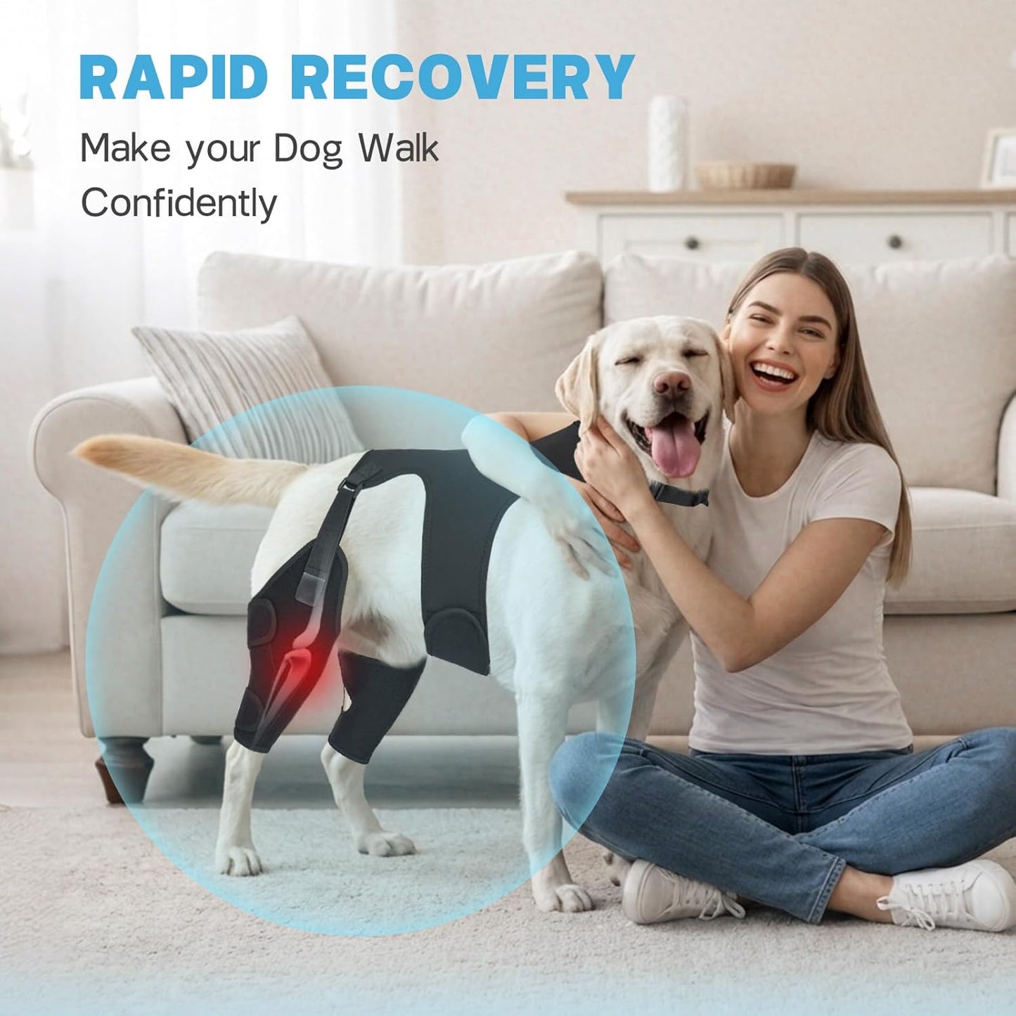 Dog Knee Braces for Back Leg, Adjustable Leg Brace with 2 Stabilizers, Hip Support to Reduces Pain, Ligament Injuries, ACL CCL & Luxating Patella for Small Medium Large Dogs, XL-L