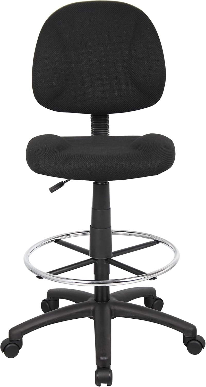 Boss Office Products B1615-BK Ergonomic Works Drafting Chair Without Arms in Black, Mid-Back