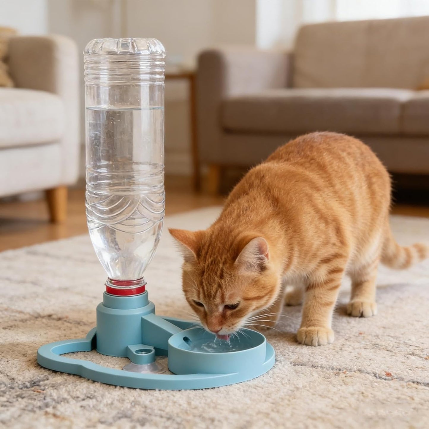 Cat Drink Dispenser Stand,Suction Cup Portable Rack | Kitten Water Bottle Basin Stand | for Puppy Kitten Small Medium Large Breed Balcony Home Travel Indoor Outdoor