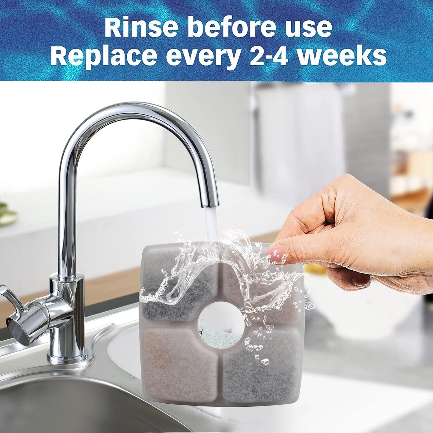 8-Pack Cat Water Fountain Filter Replacement Filters, Compatible with 84oz/2.5L Pet Fountain Cat Water Fountain Dog Water Dispenser