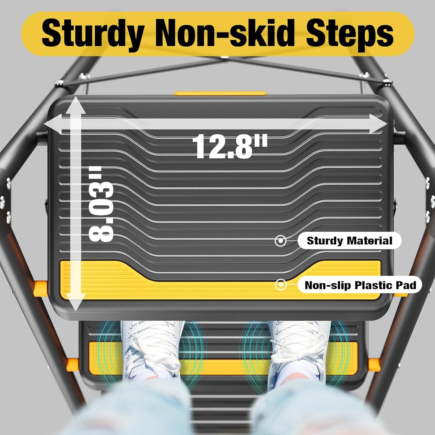 4 Step Ladder, Heavy-Duty Pass 800lb Capacity Test, Wide Anti-Slip Steps & Secure Handrail Compact, Folding Step Stool Portable Design for Home, Kitchen, Office, Pantry, Closet Use, Black