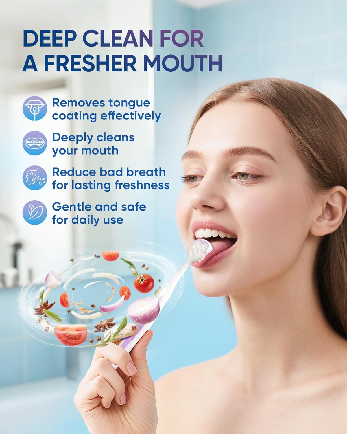 BodyAccel Tongue Cleaner Gel with Tongue Brush – Fresh Breath Oral Care Kit – Tongue Scraper Gel Set for Bad Breath Removal, Maintain Oral Health