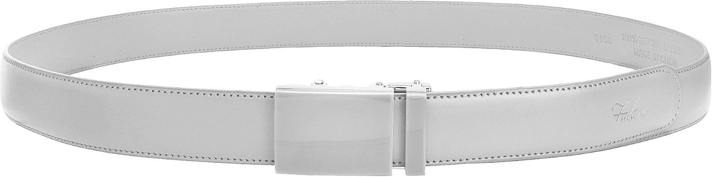 Falari Men Unisex Genuine Leather Ratchet Dress and Casual Belt, Automatic Sliding Buckle, Trim to Fit