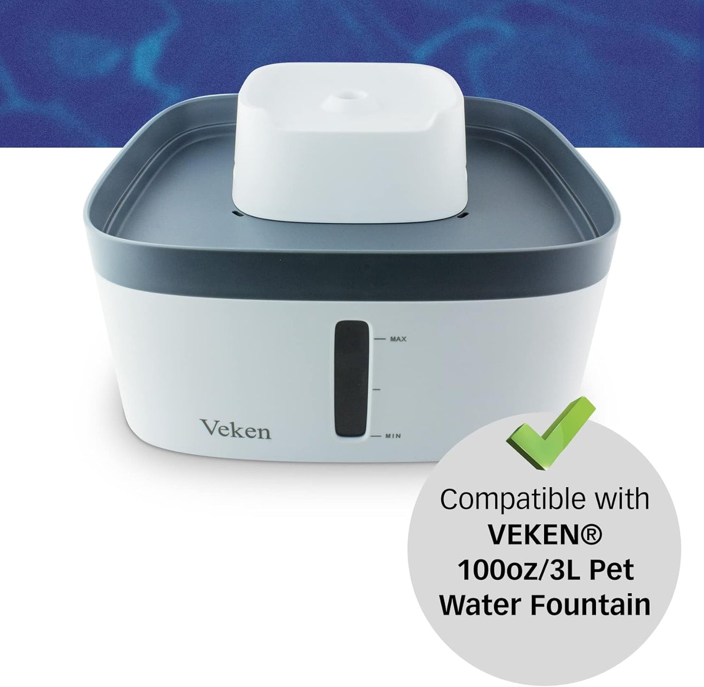 PET STANDARD Replacement Water Filter & 6 Pack Replacement Pre-Filter Sponges Compatible With VEKEN® 100oz/3L Automatic Pet Fountain, Pack of 12