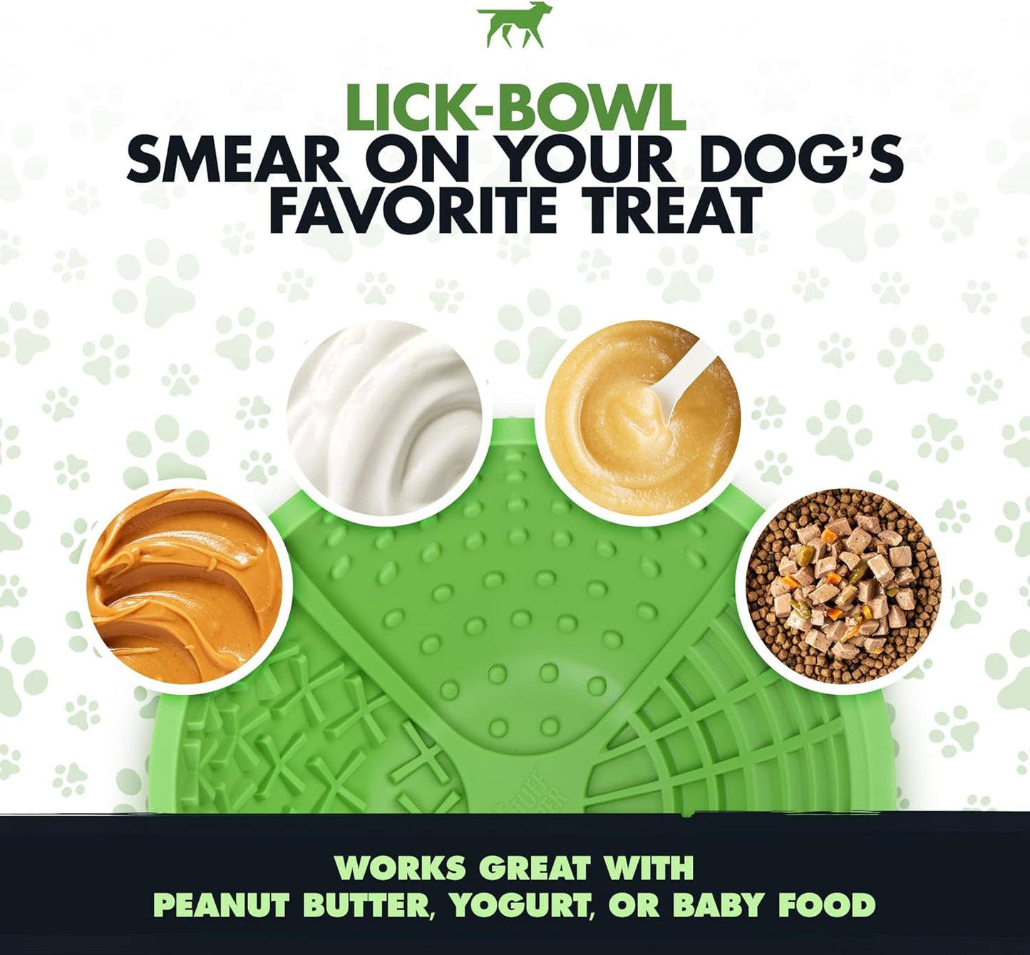 Tuff Pupper Lick Bowl for Dogs | Standard Size Slow Feeder Bowl | Four Textures for Dog Anxiety & Boredom | Silicone Lick Mat | Easy Clean Dishwasher Safe | Stable & Wobble Modes | NOT for Chewing