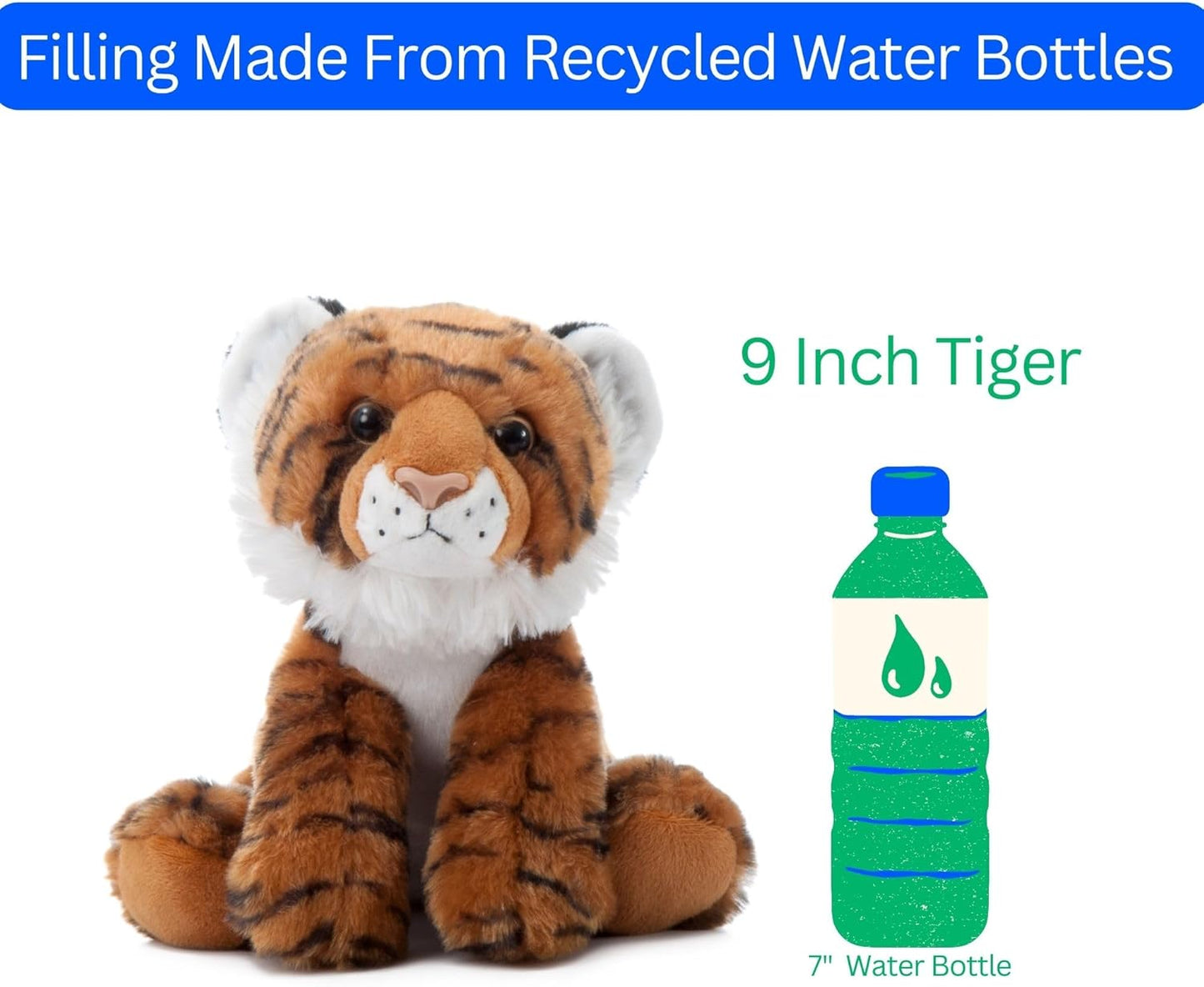 The Petting Zoo Tiger Stuffed Animal, Gifts for Kids, Wild Onez Zoo Animals, Tiger Plush Toy 9 inches
