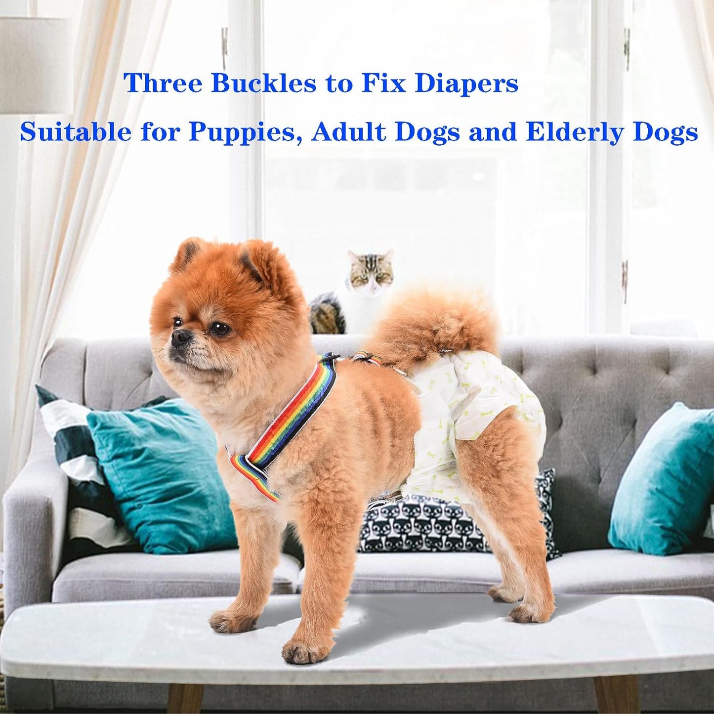 2 Pieces Dog Diaper Suspenders | Adjustable Elasticity Cat Suspenders | Belly Bands Canine Harness | Female Male Puppy Dress & Diaper Keeper