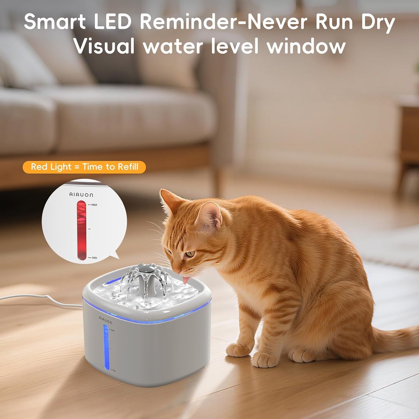 Cat Water Fountain,84oz/2.5L Pet Cat Fountain – Ultra Quiet Upgraded Automatic Pet Water Dispenser with 3 Replaceable Filters, Indoor Cat & Dog Drinking Bowl (White)
