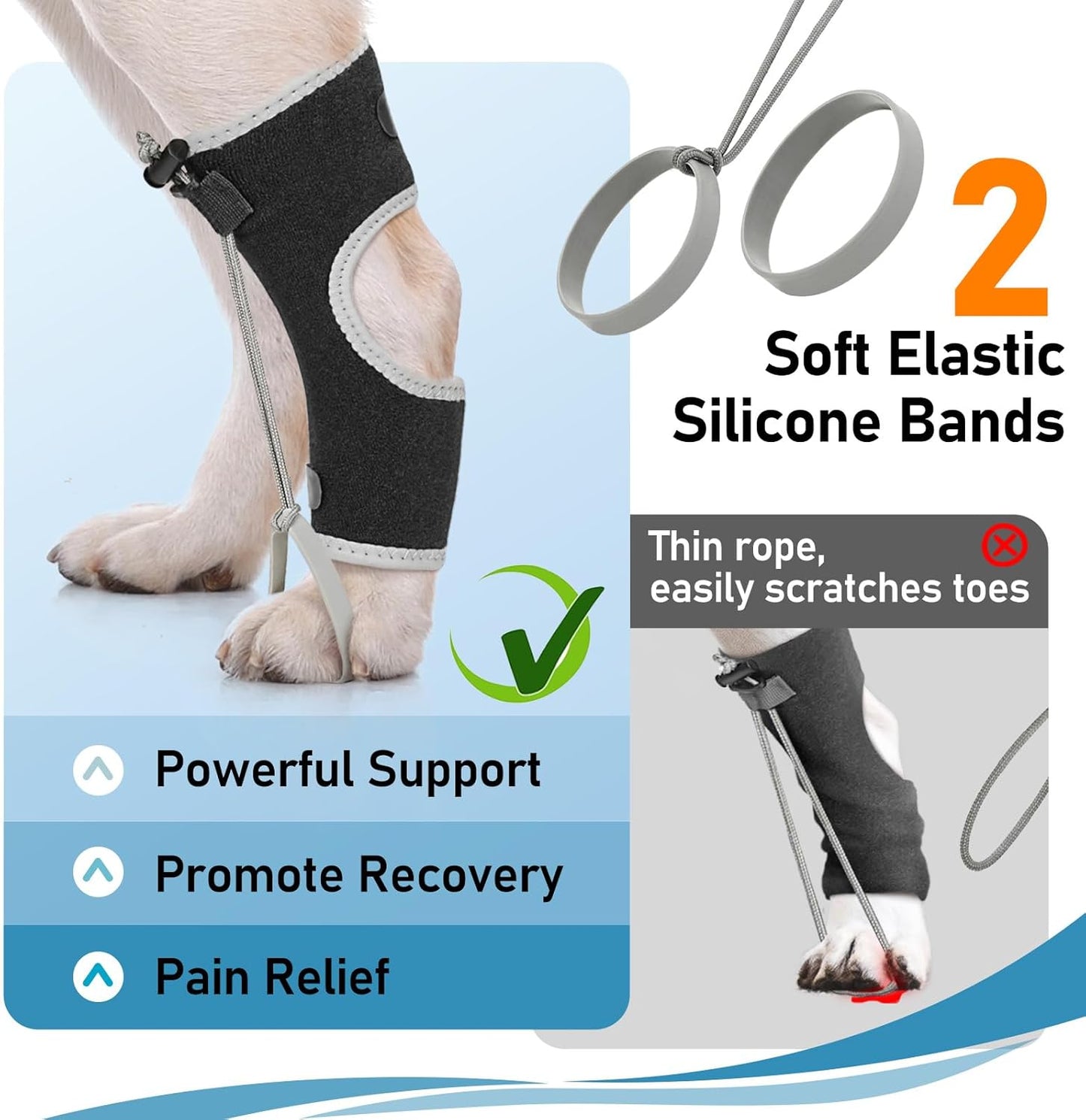 Supet Knuckling Brace for Dogs, Comfortable Foot Splint, Ankle Brace Back Leg for Toe Dragging Cause by Myelopathy, Sciatic Nerve Insufficiency & Herniated Disc (Black, M)