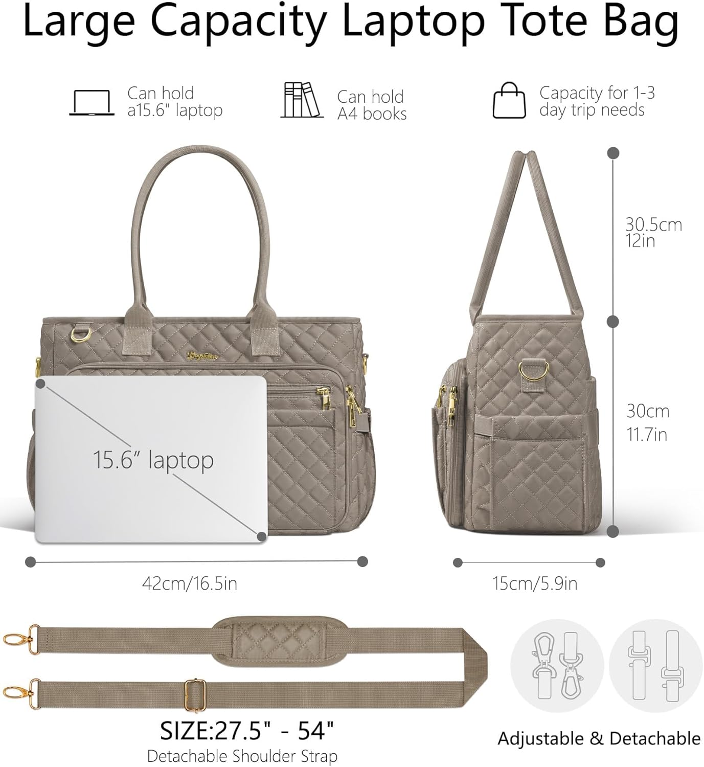 Teacher Bags for Women, 15.6 inch Laptop Work Tote Bag Quilted Nurse Bible Computer Shoulder Bag for School Travel | Dream Tote Work Bag, with 40oz Cup Holder, Insulated Pocket, Zipper & Strap, Office Briefcase, Ideal Gift for Women
