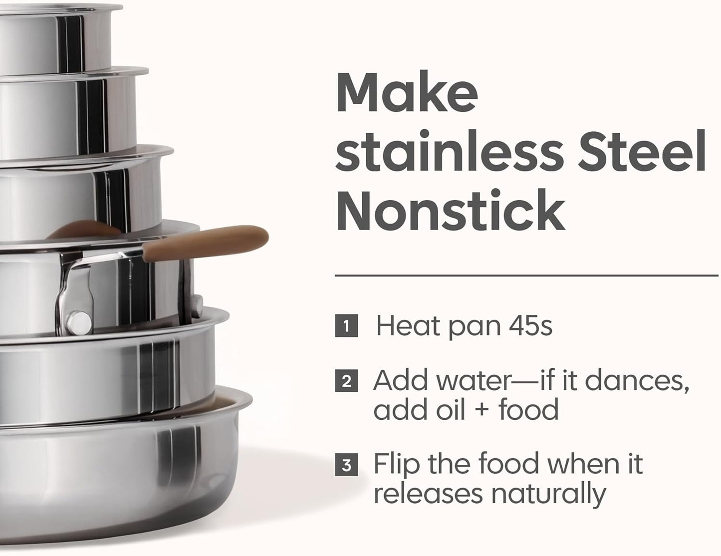CAROTE 19pcs Stainless Steel Cookware Set with Detachable Handle, Pots and Pans Set, Induction Kitchen Cooking Sets, RV/Camping Cookware, Removable Handle, Oven Safe, Woodgrain
