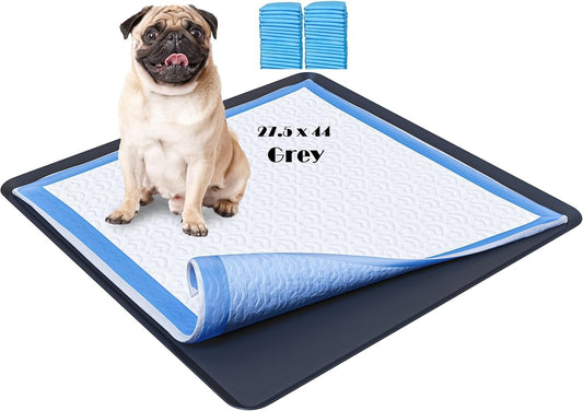 XPACK Pee Pads for Dogs - Silicone Puppy Pad Holder Tray - No Spill Pee Pads Solution, Easy Training Pad Use and Storage (Grey, 27.5x44)