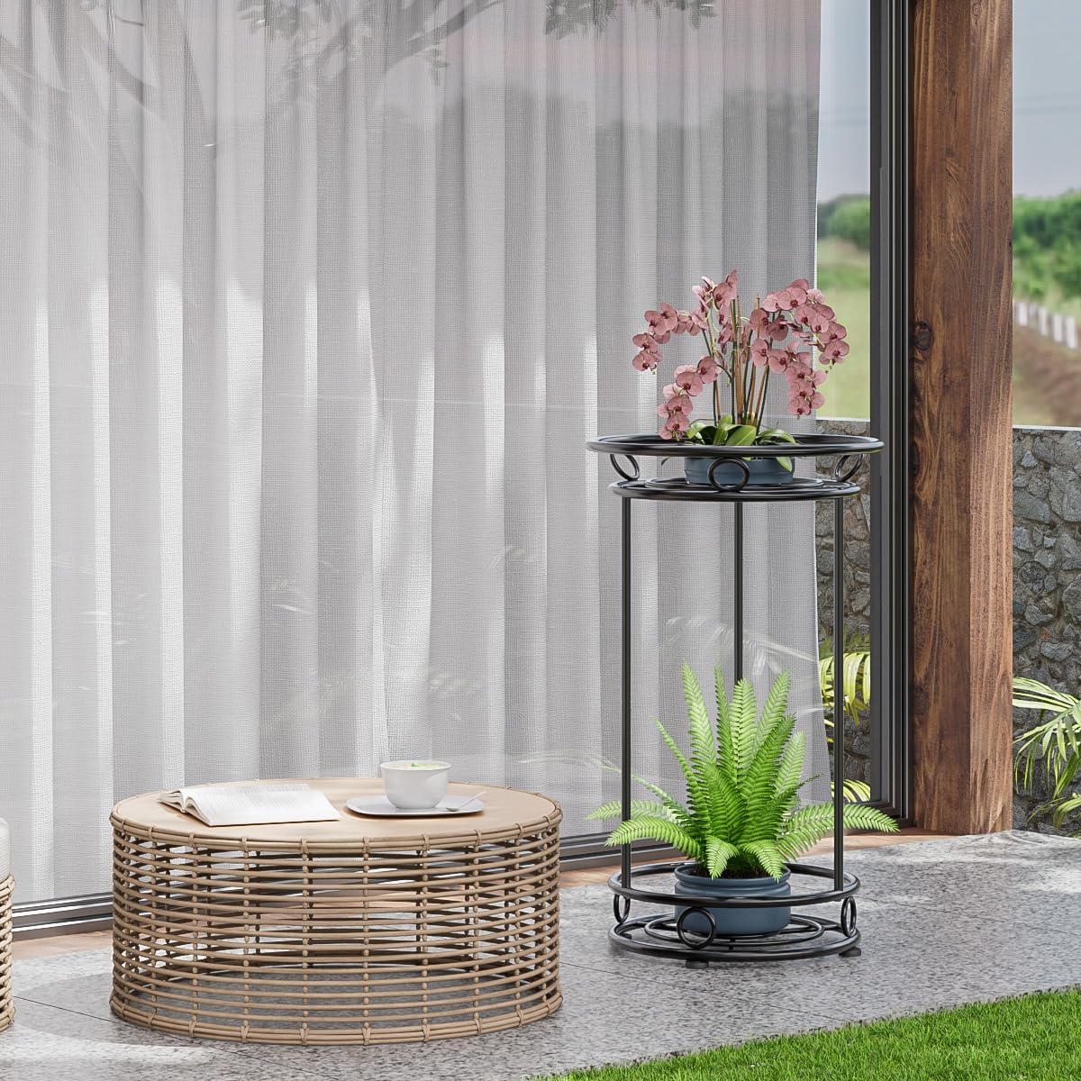 Plant Stand Indoor Outdoor - Metal Planter Holder Shelf Tall Tiered Flower Pot Display Organizer Rack for Garden, Patio, Living Room, Bathroom, Office (Black)