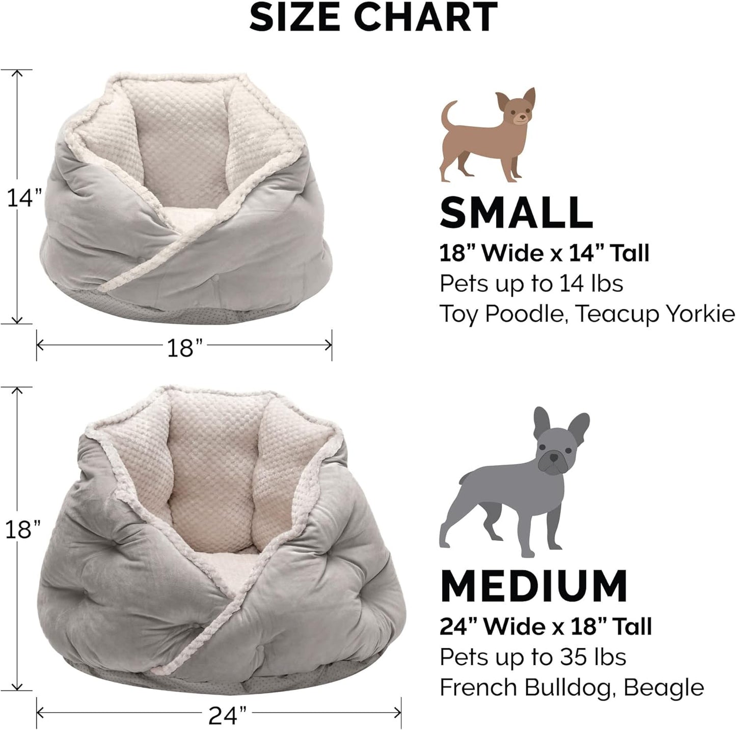 Furhaven 18" Round Pet Bed for Indoor Cats & Small Dogs, 100% Washable, For Pets Up to 14 lbs - Minky Plush & Velvet Hug Bed - Silver Gray, 18-inch
