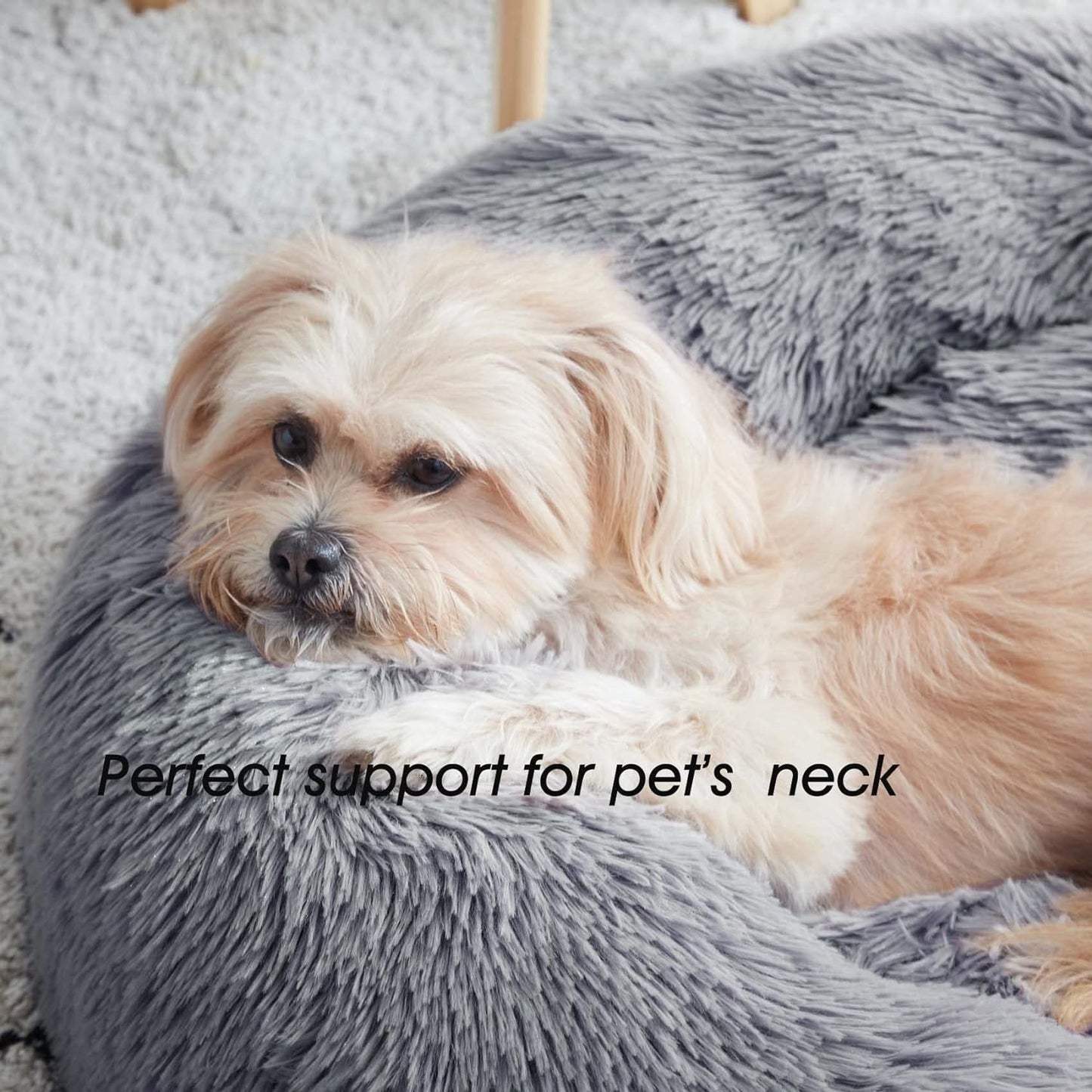 WESTERN HOME WH Calming Dog & Cat Donut Cuddler, Anti-Anxiety Warming Cozy Soft Round Bed, Fluffy Faux Fur Plush Cushion for Small Medium Dogs and Cats (20"/24"/27"/30")