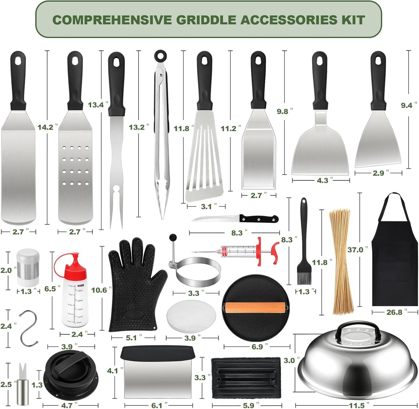 237pcs Griddle Accessories Kit for Blackstone, Perfect Flat Top Grilling Accessories, Grill Spatula Set with Enlarged Spatulas, Basting Cover, Burger Press Patty Maker, Scraper for Outdoor Barbecue