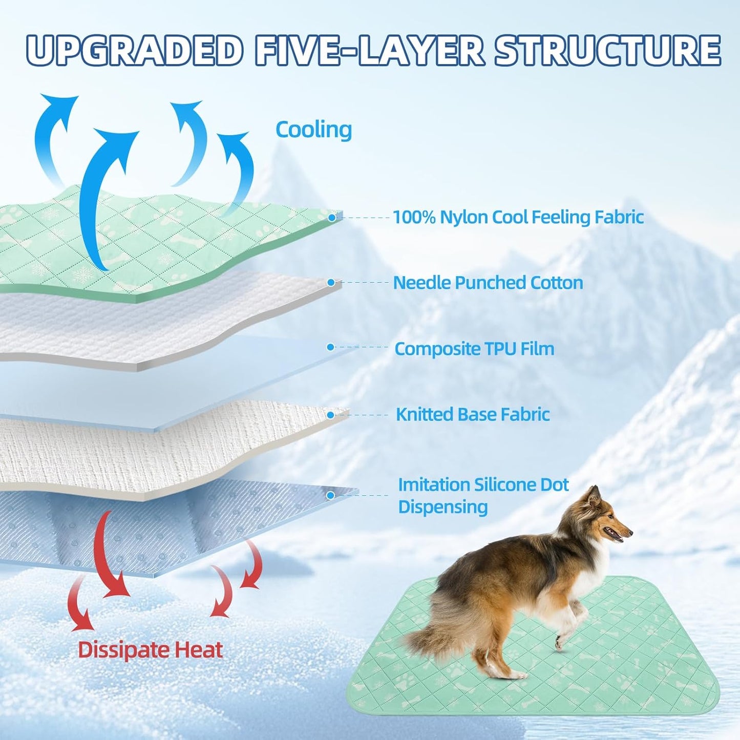 Homimp Self-Cooling Mat for Dogs,6 Pack Washable Cooling Mat & Sleeping Pad,Reusable Waterproof Dog Pee Pads,Non-Toxic,Non-Slip Potty Pads for Whelping Litter Mat Puppy Supplies in Summer,16"x20"