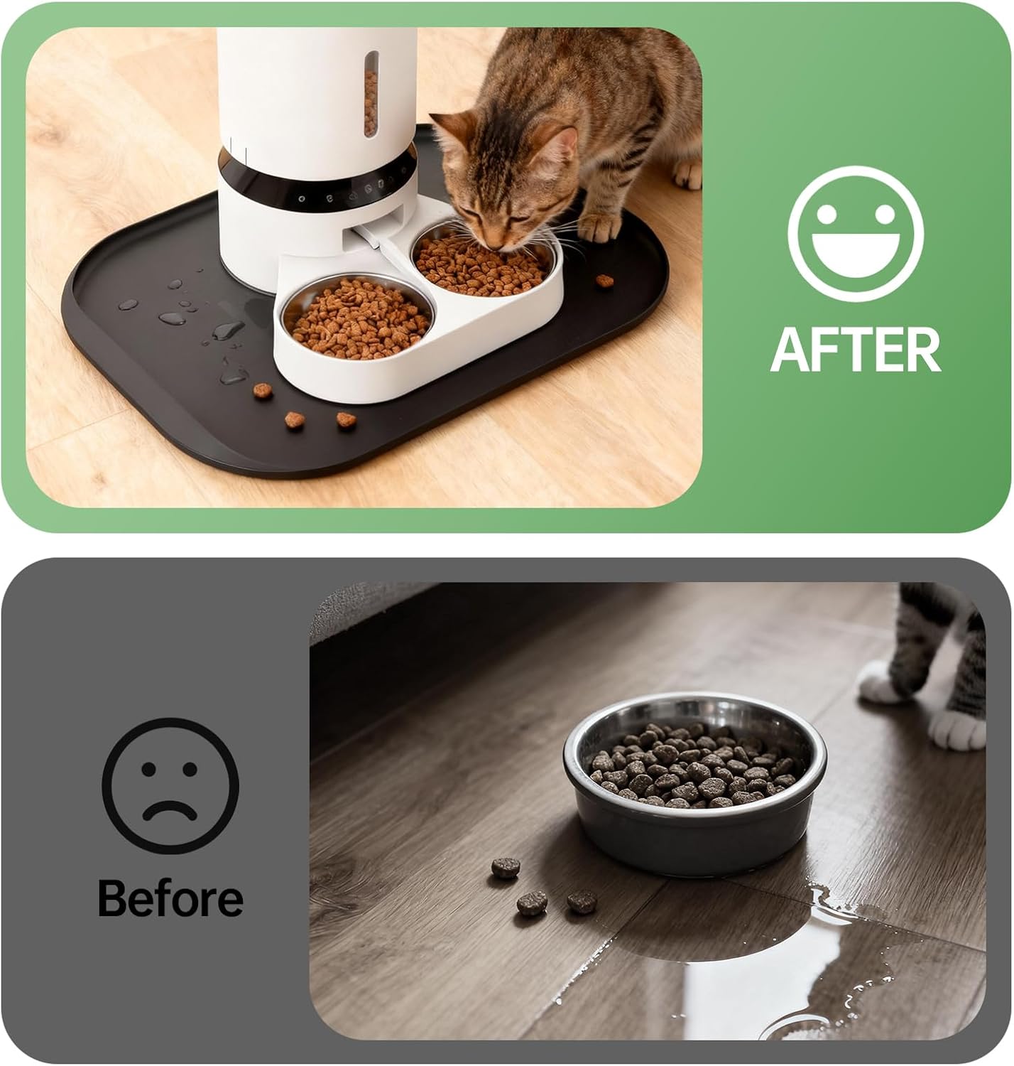 Pet Food Mat Waterproof with Raised Edge for PETLIBRO 17.7"x12",BPA Free Non-Slip Dog & Cat Food Mat, Feeding Mat for Food and Water Bowls, Spill Proof Mat to Protect Floors