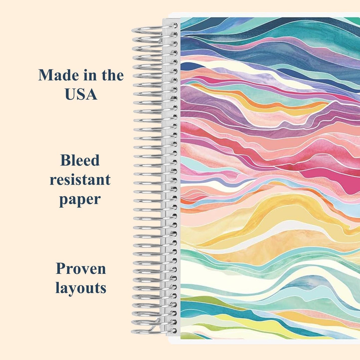 Erin Condren 7" X 9" Spiral Bound Productivity Notebook, Multicolor Layers, Functional 160 Lined Page and 80Lb Thick Paper Spiral Notebook, Stickers Included