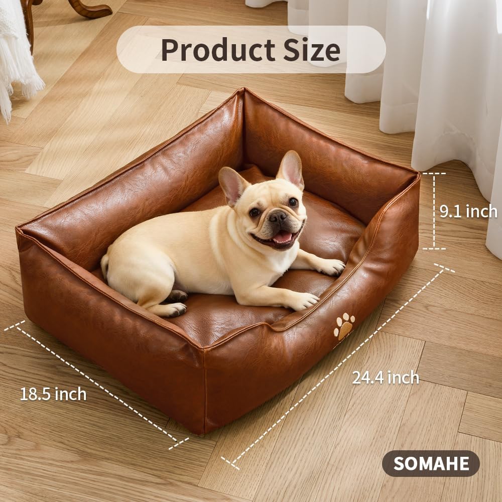Orthopedic Dog Beds for Small Medium Dogs, Waterproof Pet Bed with Sides, Durable Pet Bed Puppy Bed with Anti-Slip Bottom 24 × 18 × 9 inch Grey