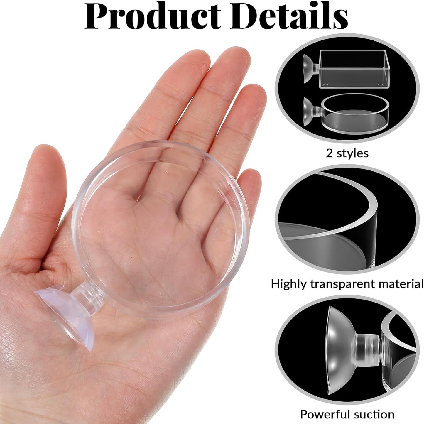 2Pcs Shrimp Feeding Dish, Aquarium Feeding Dish with Suction Cup Acrylic Fish Food Feeder for Freshwater and Saltwater Tanks Round and Square