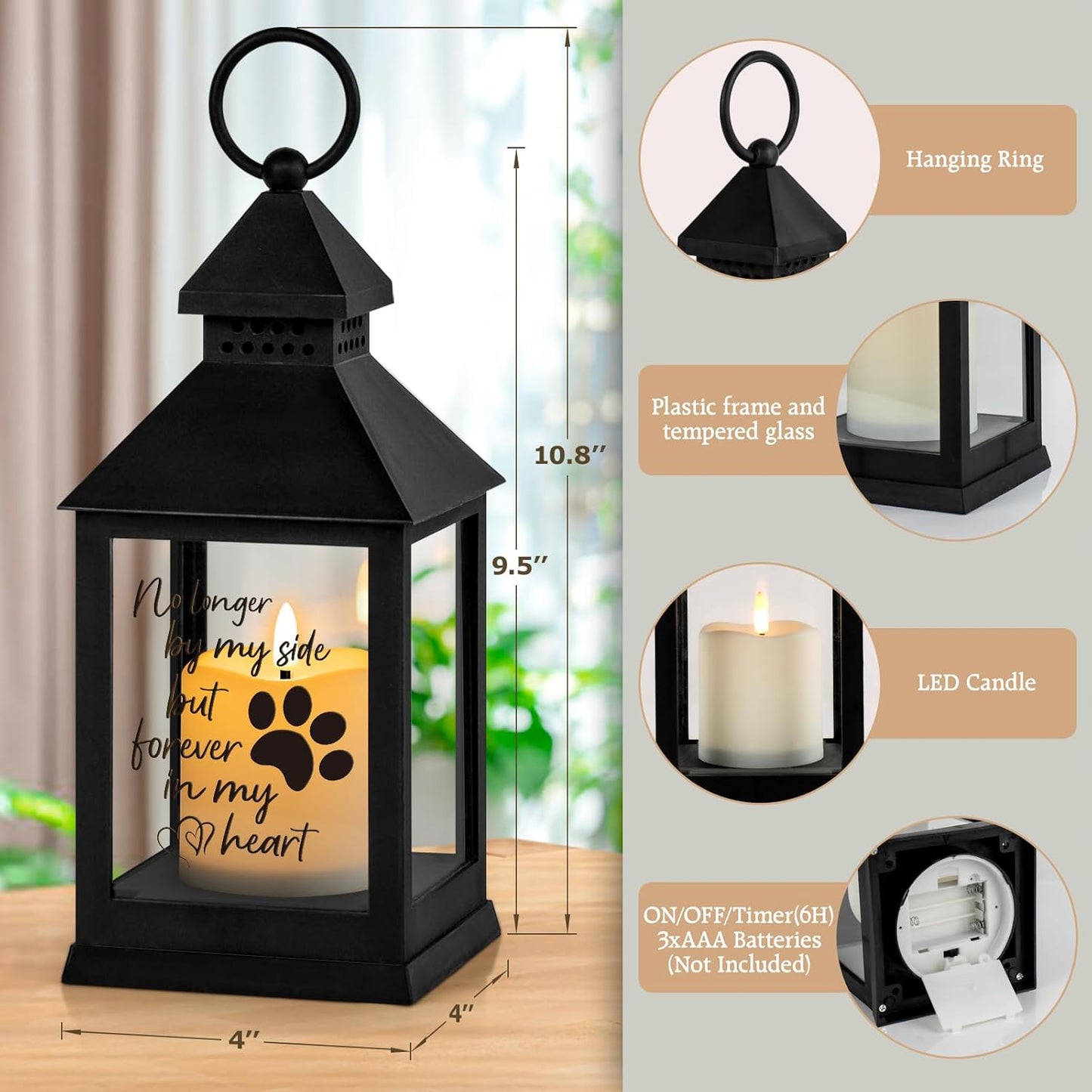 Pet Memorial Gifts for Loss of Dogs Cats Paw Print Left Memorial Lantern Sympathy Gifts Bereavement Gifts Dog Remembrance Gift in Memory of Dog Cat