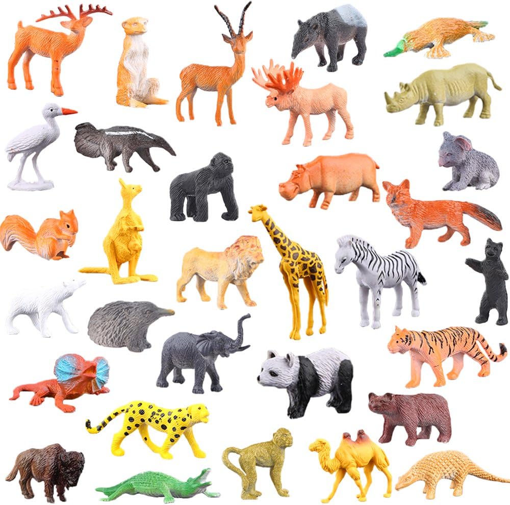 Animals Figure,54 Piece Mini Jungle Animals Toys Set With Gift Box,ValeforToy Realistic Wild Animal Learning Party Favors Toys For Boys Girls Kids Toddlers Forest Small Farm Animals Toys Playset