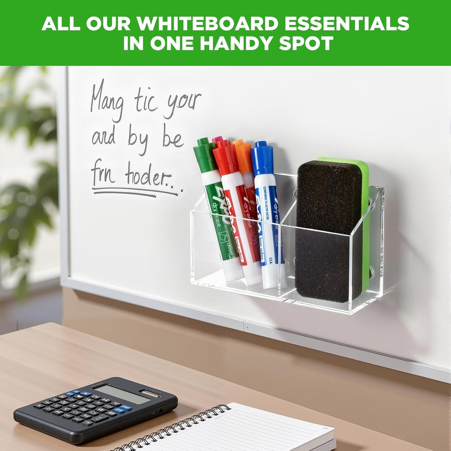 Magnetic Dry Erase Marker Holder for Whiteboard, Acrylic Magnet Pen Holder for Refrigerator Fridge, Marker Holder for Classroom Teacher, Pencil Cup, Office Accessories Decor, Locker Organizer