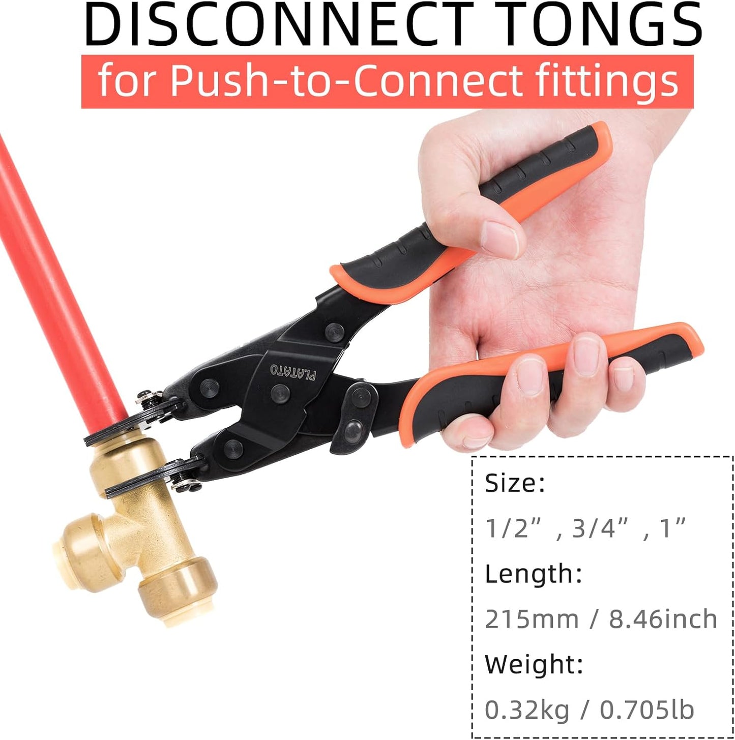 Push to Connect Removal Tool Disconnect Tongs Tool for 1/2”, 3/4”, 1” Push in Fittings Plumbing Tools for Removal PEX PVC Copper Pipe