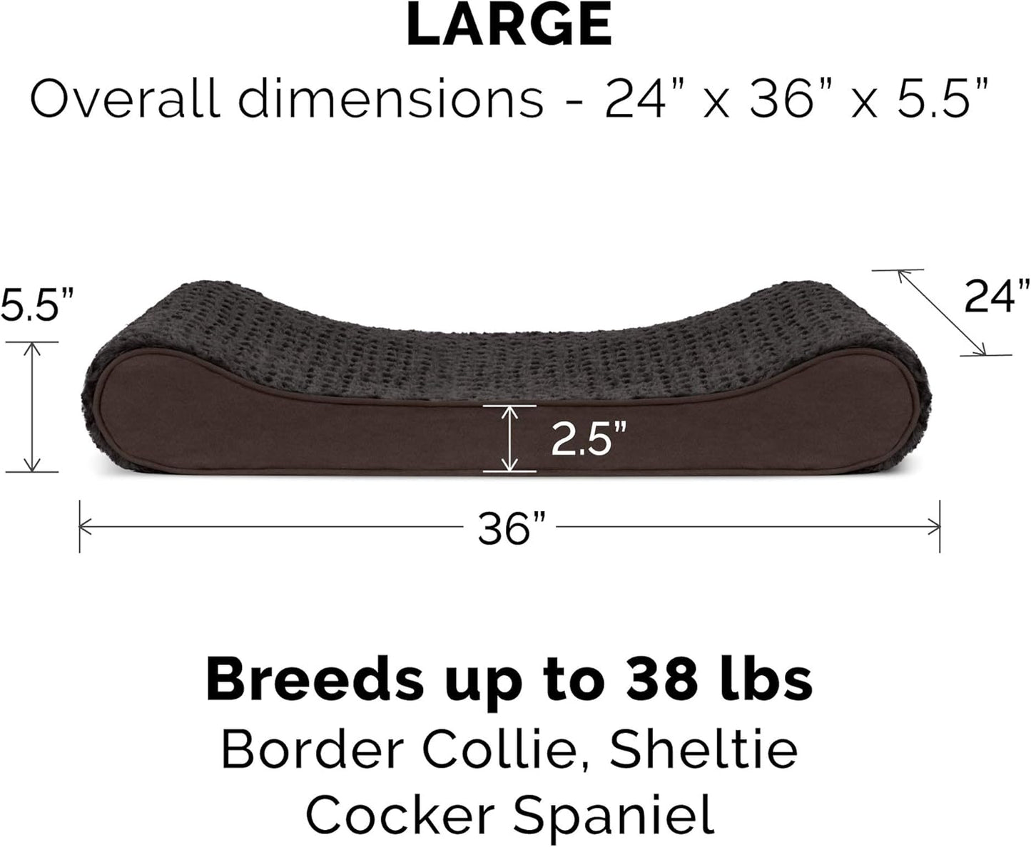 Furhaven Memory Foam Dog Bed for Large/Medium Dogs w/ Removable Washable Cover, For Dogs Up to 38 lbs - Ultra Plush Faux Fur & Suede Luxe Lounger Contour Mattress - Chocolate, Large
