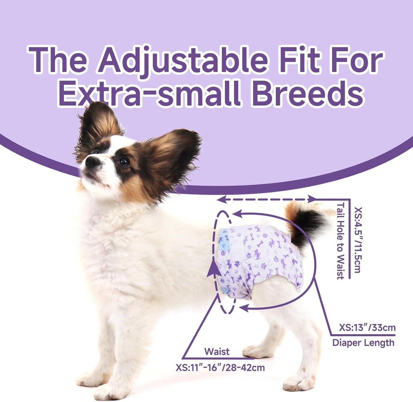 MICOOYO Disposable Dog Diapers Female, Doggie Diapers for Dogs Female, Super Absorbent Pet Diaper with Foam Tail Hole for Heat, Comfortable Puppy Diaper (20Count, X-Small)