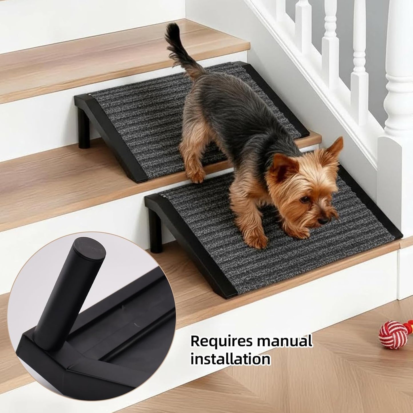 Dog Ramp for Stairs – Non-Slip Pet Steps with Locked-in Carpet & Iron Frame, Helps Senior Dogs & Small Breeds Climb Safely (2-Pack)