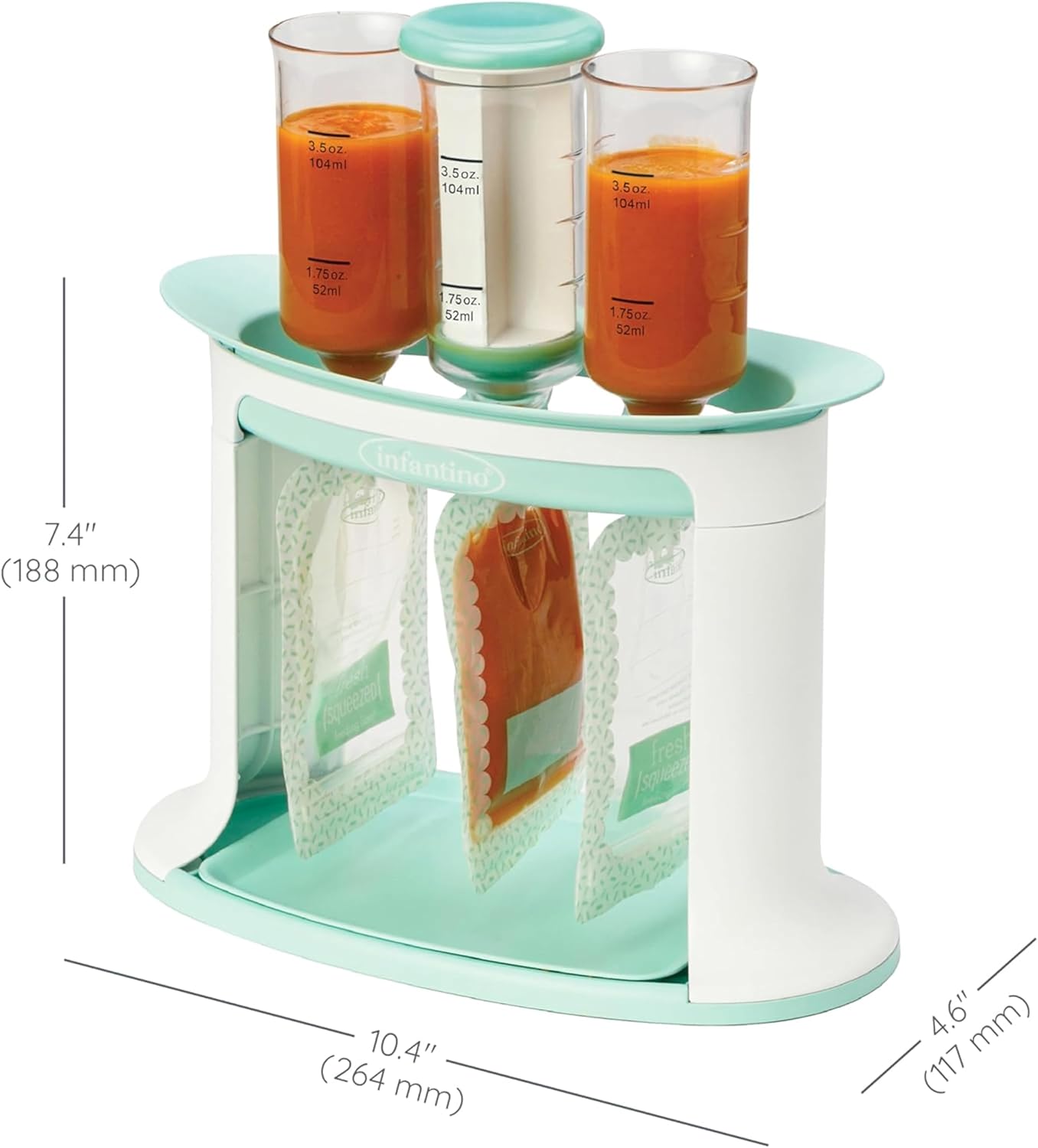 Infantino Squeeze Station for Homemade Baby Food, Pouch Filling Station for Puree Food for Babies and Toddlers, Dishwasher Safe and BPA-Free