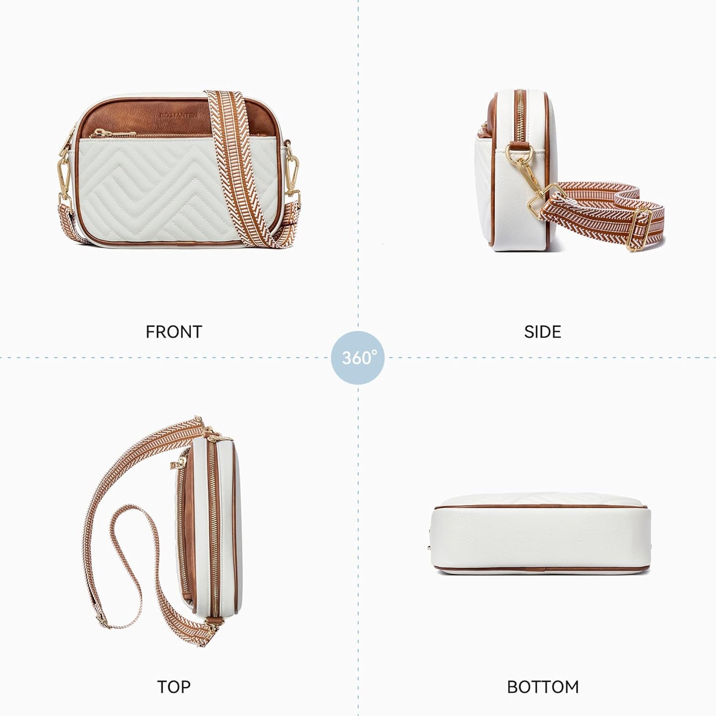 BOSTANTEN Quilted Crossbody Bags for Women Vegan Leather Purses Small Shoulder Handbags with Wide Strap