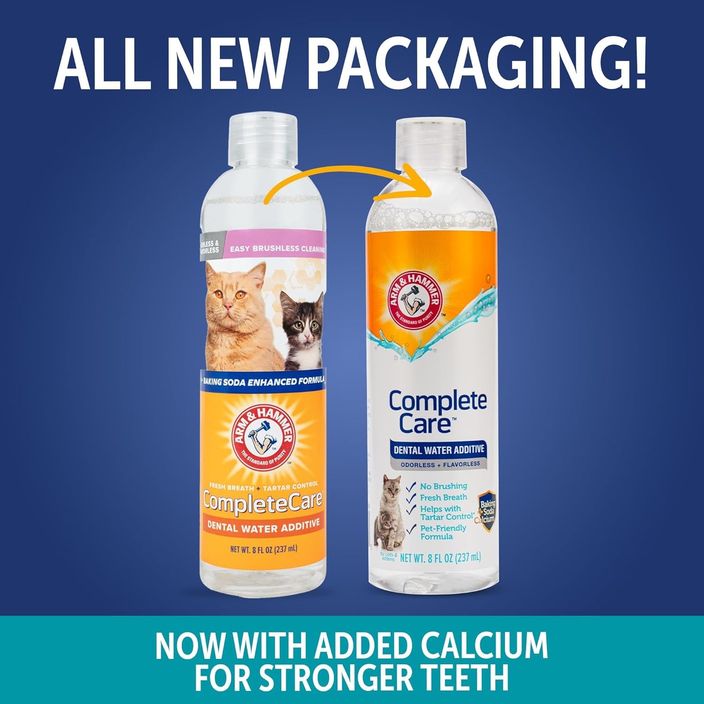 Arm & Hammer Complete Care Dental Water Additive for Cats, Cat Breath Freshener, Cat Mouth Wash or Dental Rinse, Simply Add to Pet Drinking Water for Fresher Breath, Value Size 8 FL OZ - 6 Pack